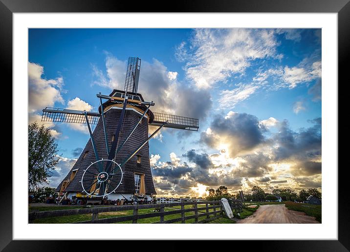 Sunset over the windmill Framed Mounted Print by Ankor Light