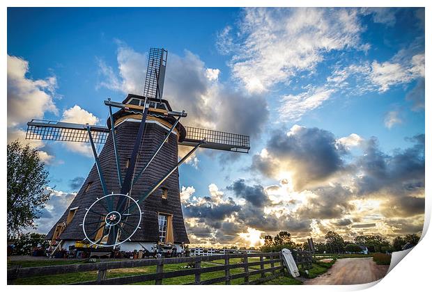 Sunset over the windmill Print by Ankor Light