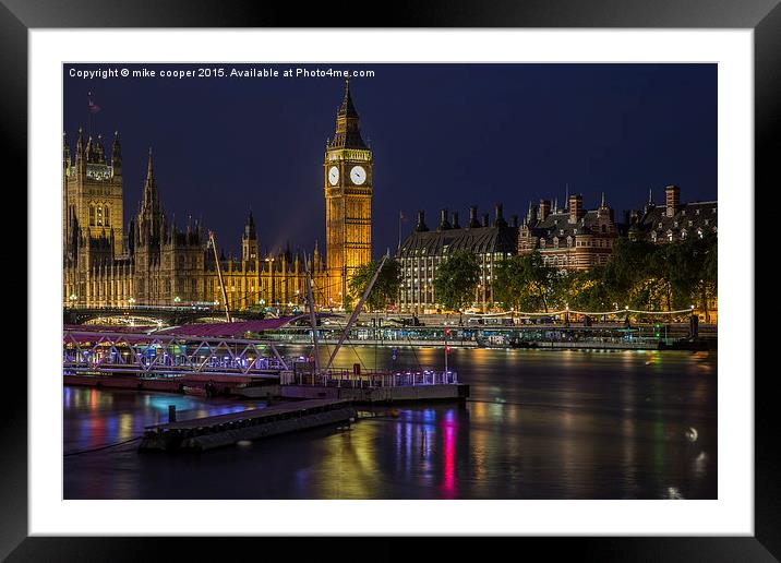  night on the Thames Framed Mounted Print by mike cooper