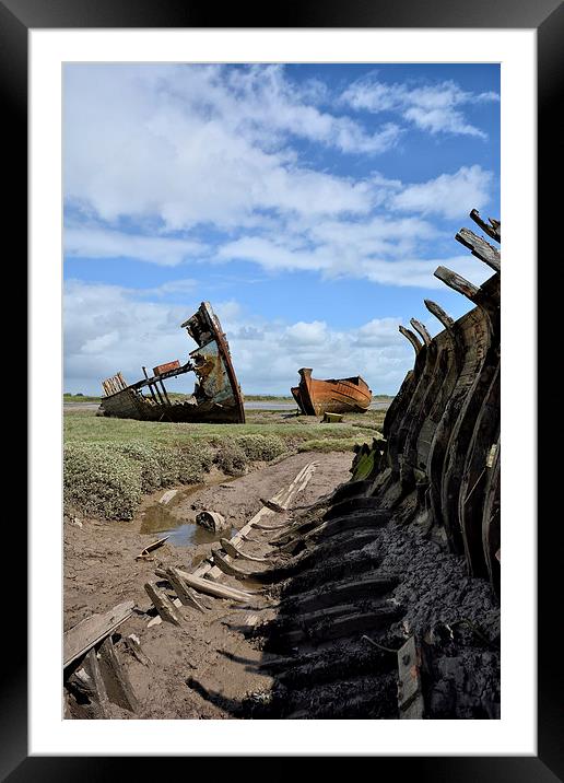 Wreck On The Banks Of The River Wyre Framed Mounted Print by Gary Kenyon