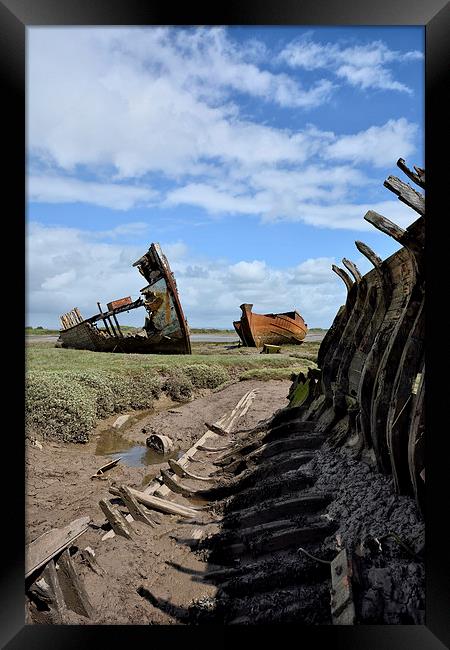 Wreck On The Banks Of The River Wyre Framed Print by Gary Kenyon