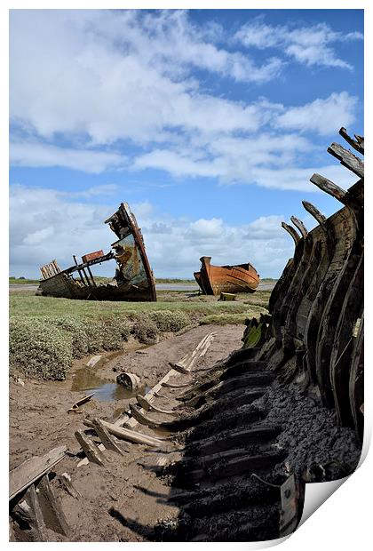 Wreck On The Banks Of The River Wyre Print by Gary Kenyon