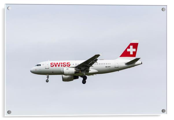 Swiss Airlines Airbus A319 Acrylic by David Pyatt