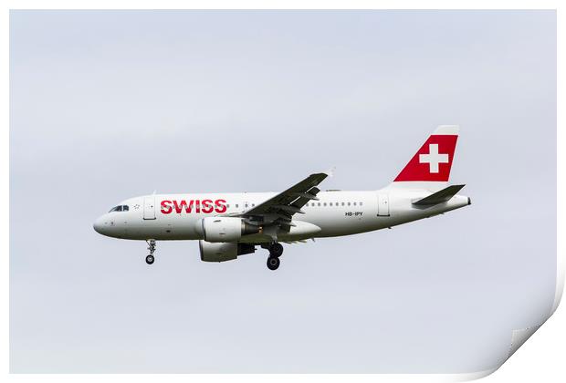Swiss Airlines Airbus A319 Print by David Pyatt
