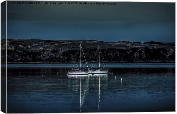  Yachts At Anchor By Moonlight Canvas Print by Tylie Duff Photo Art
