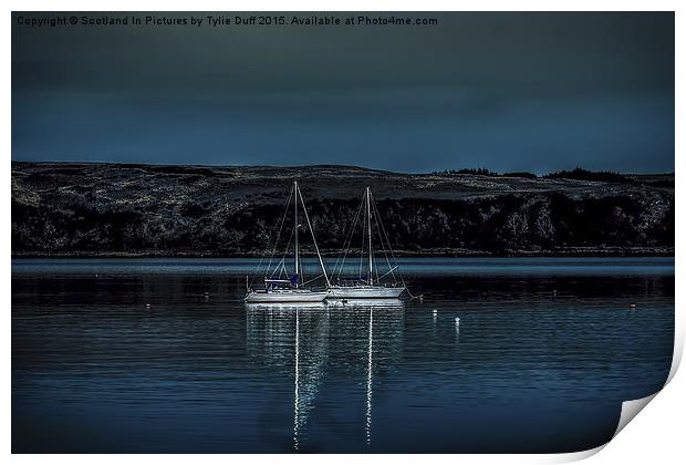  Yachts At Anchor By Moonlight Print by Tylie Duff Photo Art