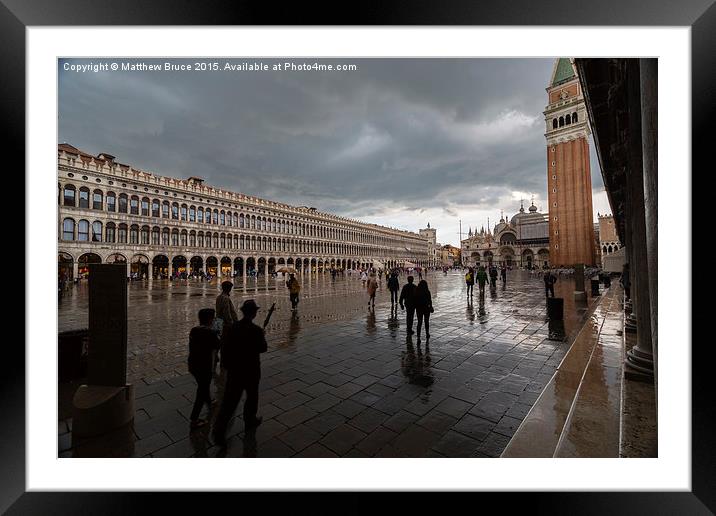   Piazza San Marco after the rain Framed Mounted Print by Matthew Bruce