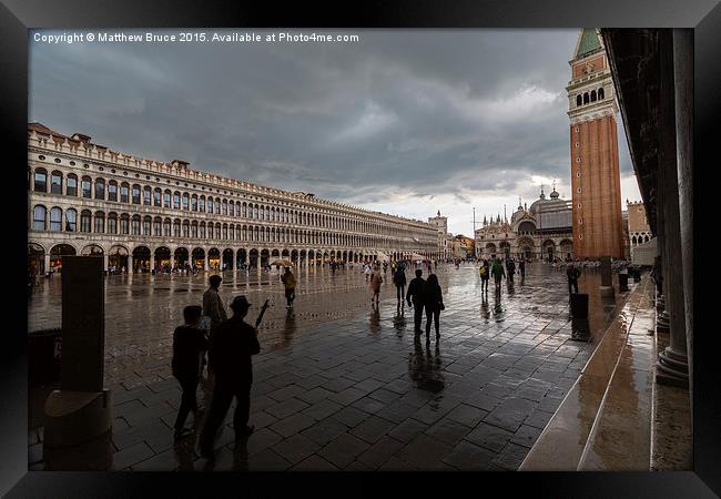   Piazza San Marco after the rain Framed Print by Matthew Bruce