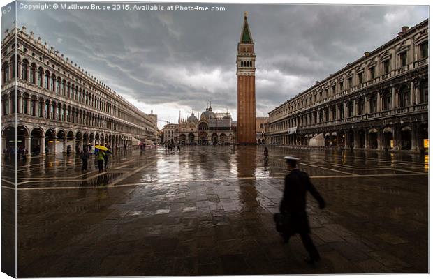   Escaping the rain in Piazza San Marco Canvas Print by Matthew Bruce