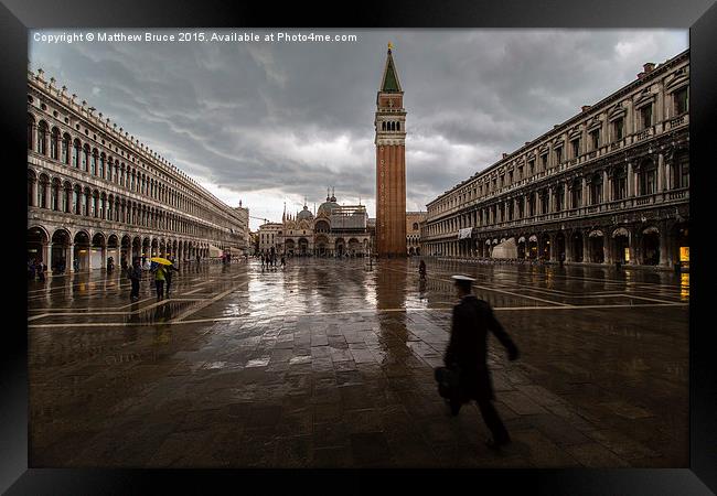   Escaping the rain in Piazza San Marco Framed Print by Matthew Bruce