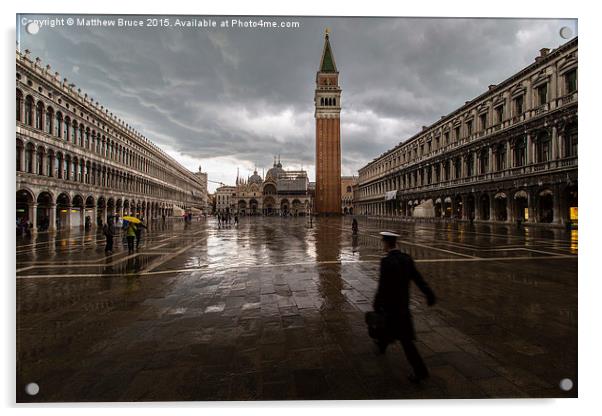   Escaping the rain in Piazza San Marco Acrylic by Matthew Bruce