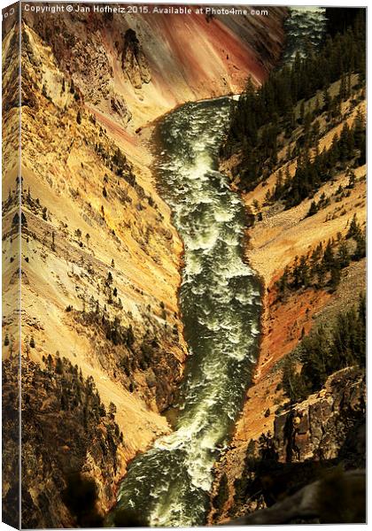  Looking down the Grand Canyon of Yellowstone, Yel Canvas Print by Jan Hofheiz