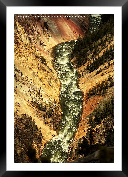  Looking down the Grand Canyon of Yellowstone, Yel Framed Mounted Print by Jan Hofheiz