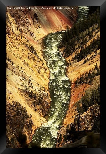  Looking down the Grand Canyon of Yellowstone, Yel Framed Print by Jan Hofheiz
