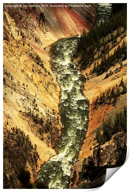  Looking down the Grand Canyon of Yellowstone, Yel Print by Jan Hofheiz