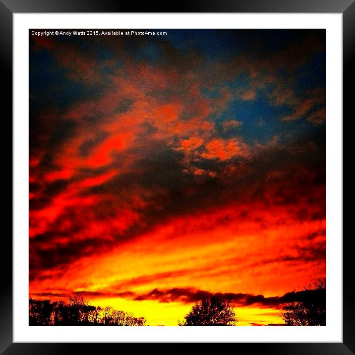  Winter sunset breaks through a thunderstorm Framed Mounted Print by Andy Watts