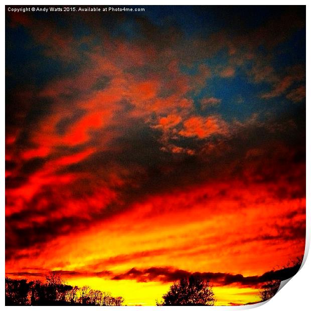 Winter sunset breaks through a thunderstorm Print by Andy Watts