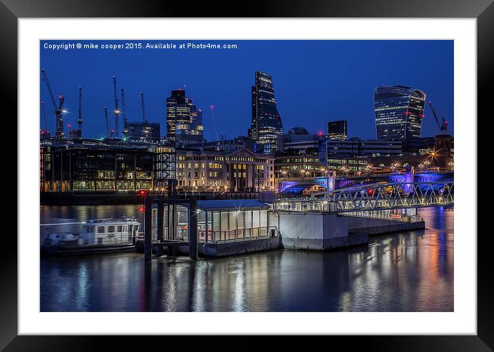  London skyline,Bankside pier Framed Mounted Print by mike cooper