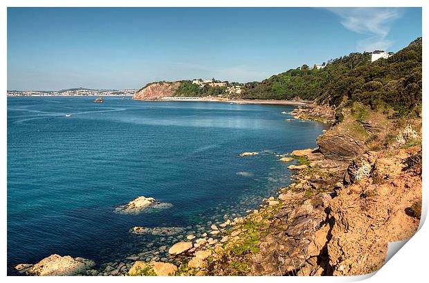  Meadfoot Beach Torquay view from the Coast Path Print by Rosie Spooner