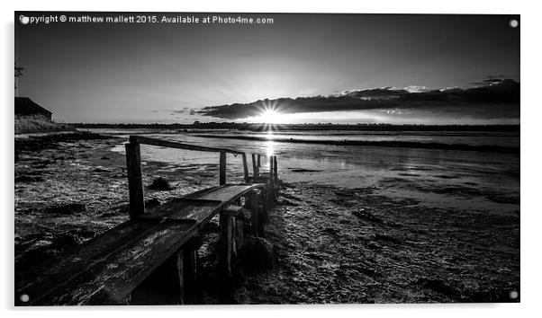  Landermere Quay Black and White Sunset Acrylic by matthew  mallett