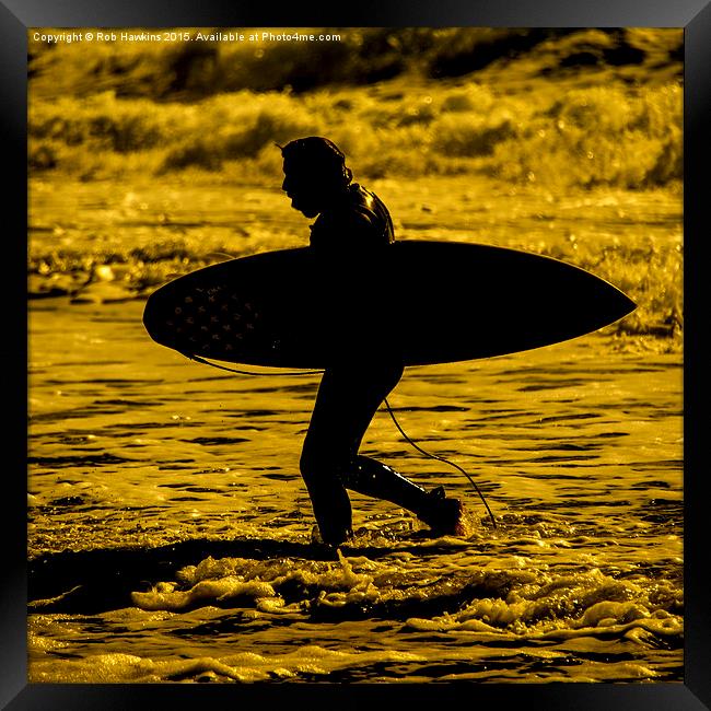  Surfer Silhouette  Framed Print by Rob Hawkins