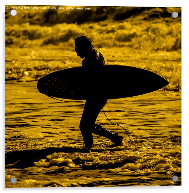  Surfer Silhouette  Acrylic by Rob Hawkins