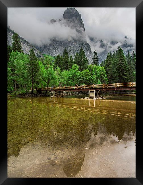 Sentinel Rock reflected in the River Merced  Framed Print by Thomas Hipkiss