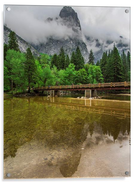 Sentinel Rock reflected in the River Merced  Acrylic by Thomas Hipkiss