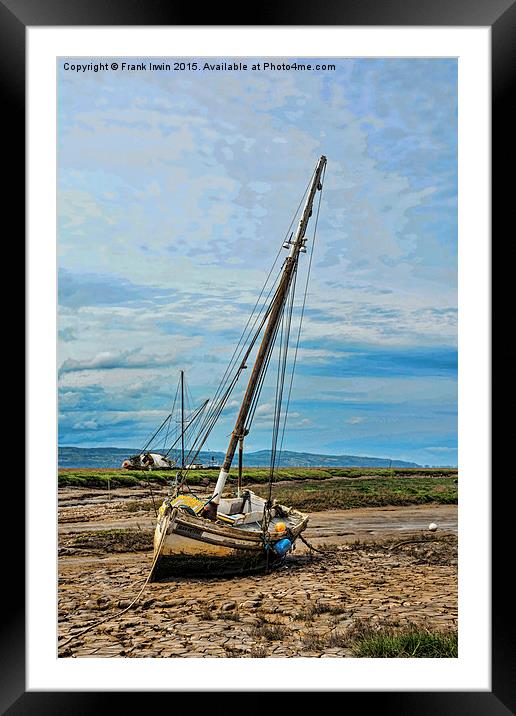Old White yacht on Heswall Beach Framed Mounted Print by Frank Irwin