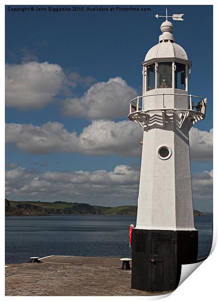  Mevagissey Lighthouse. Print by John Biggadike