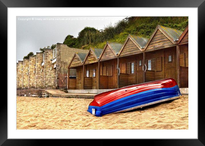  Boat And Beach Huts Framed Mounted Print by Linsey Williams