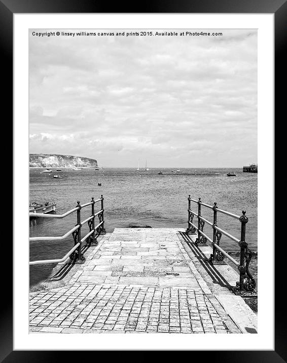  Slipway 2 Black And White Framed Mounted Print by Linsey Williams