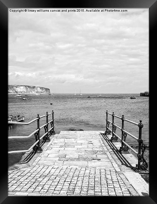  Slipway 2 Black And White Framed Print by Linsey Williams