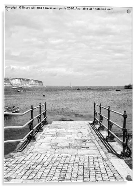  Slipway 2 Black And White Acrylic by Linsey Williams