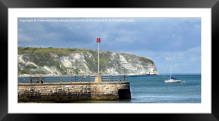 Sunny Swanage And Ballards Down Framed Mounted Print by Linsey Williams