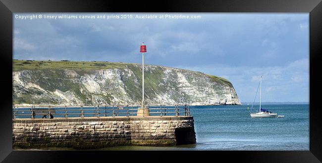  Sunny Swanage And Ballards Down Framed Print by Linsey Williams