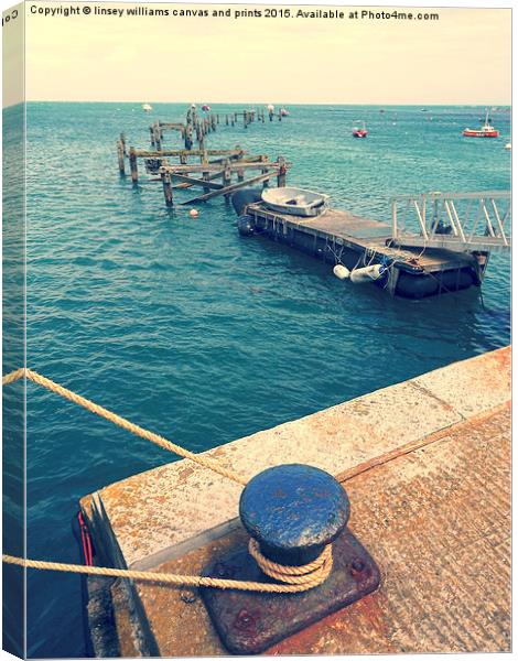  Old Swanage Pier In Vintage Tones Canvas Print by Linsey Williams