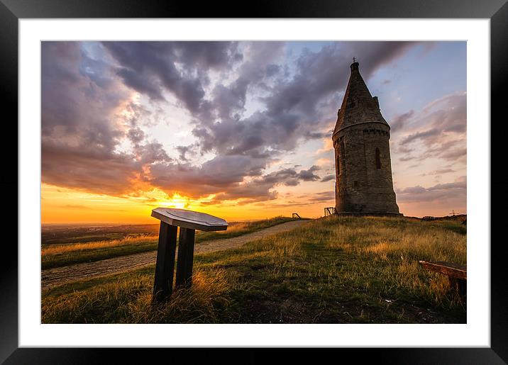 Sunset at Hartshead Pike, Mossley, England Framed Mounted Print by Jeni Harney