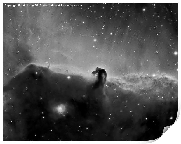  Horsehead Nebula in Black and White Print by Ian Aiken