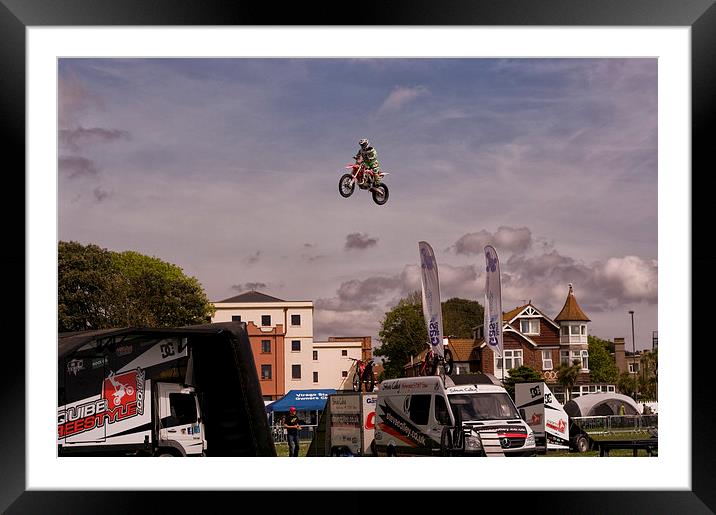 MotorCycle Stunt Show Framed Mounted Print by Jay Lethbridge