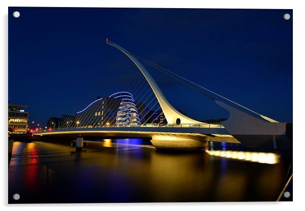  Samuel Beckett Bridge, Dublin, Ireland in Colour Acrylic by Ann McGrath