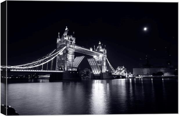  Tower Bridge, London, England Black and White Canvas Print by Ann McGrath