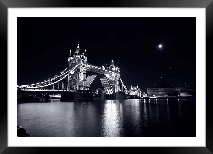  Tower Bridge, London, England Black and White Framed Mounted Print by Ann McGrath
