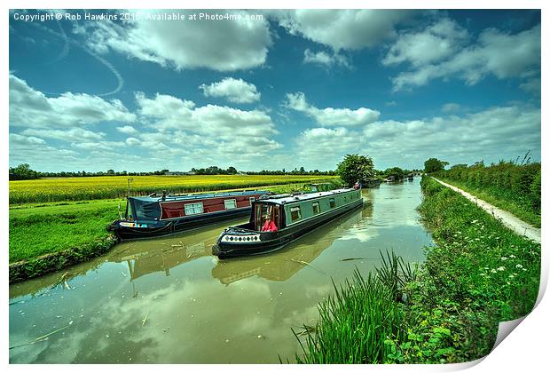  Narrowboats on the K and A  Print by Rob Hawkins
