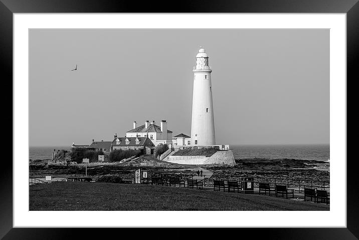 Lighthouse in Mono Framed Mounted Print by Naylor's Photography