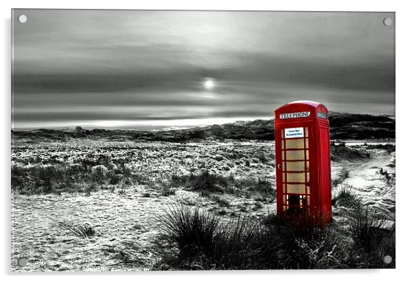 The Red Phone Box Acrylic by Jim kernan