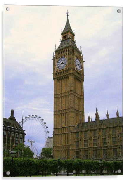 Big Ben and the London Eye Acrylic by Chris Day