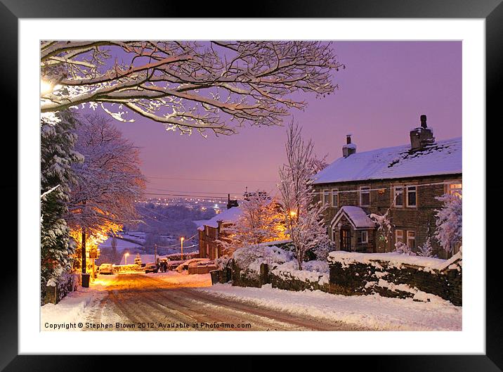 Night snow Framed Mounted Print by Stephen Brown