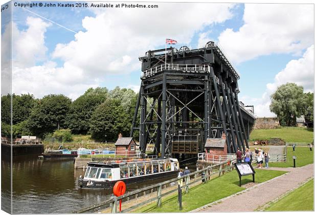  Anderton boat lift on the Trent and Mersey Canal, Canvas Print by John Keates