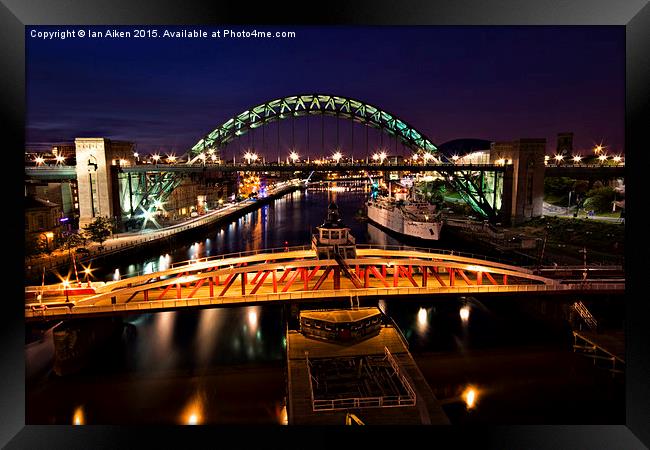  Newcastle Quayside Bridges Framed Print by Ian Aiken